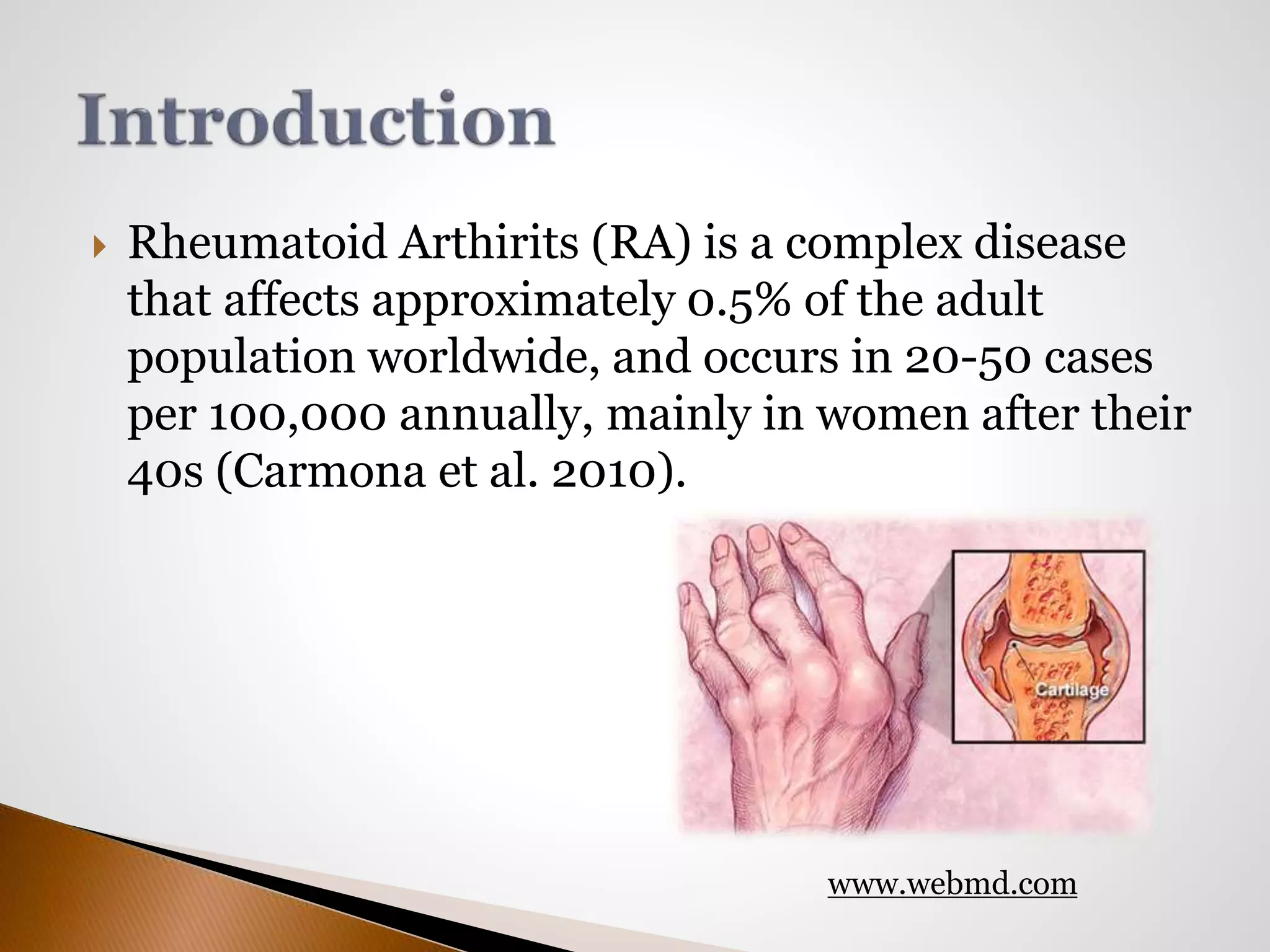 Rheumatoid arthritis: Risk Factors and Potential Treatments | PPTX