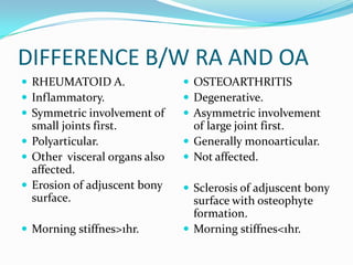 Rheumatoid Arthritis And Osteoarthritis