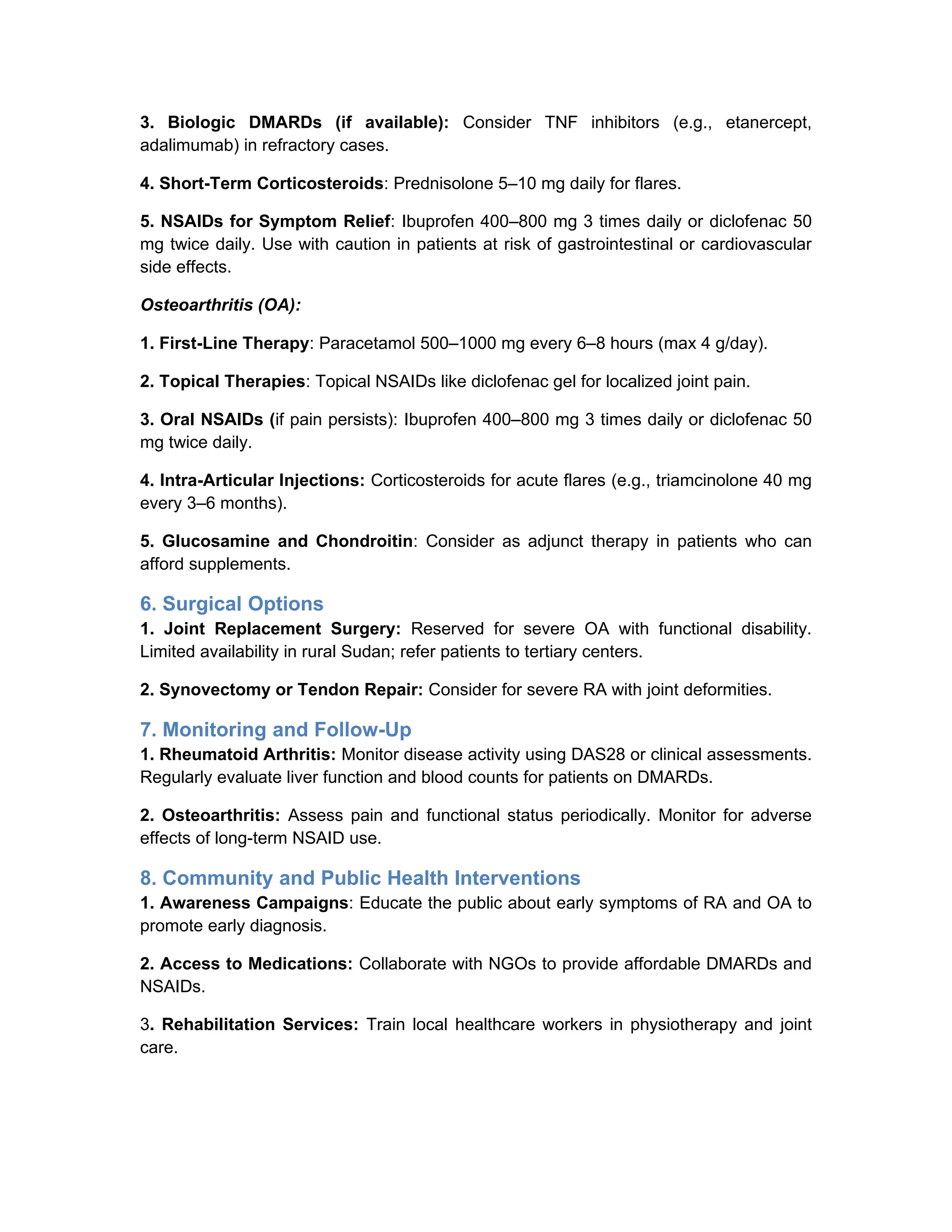 Rheumatoid Arthritis (RA) and Osteoarthritis (OA) Management Guidelines ...