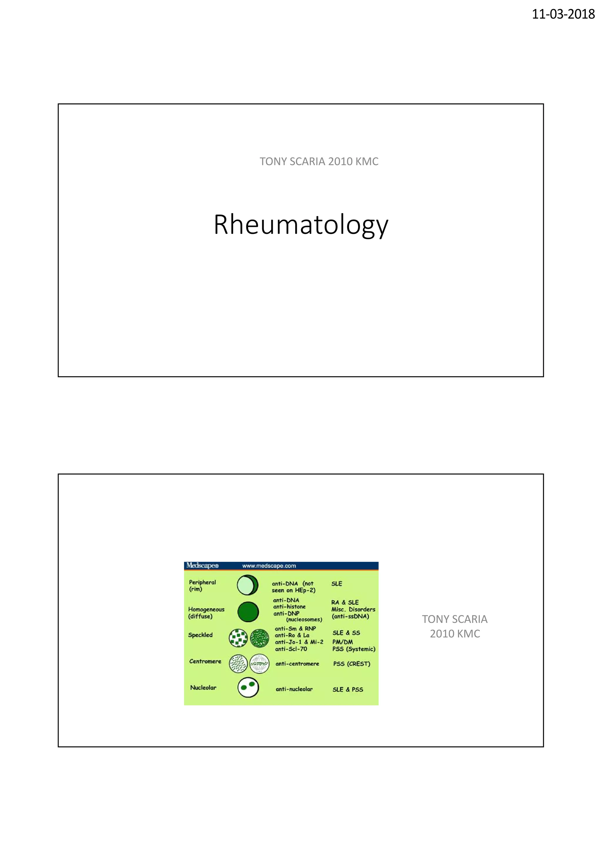 Sample Rheumatology Note Rheumatology revison notes | PDF