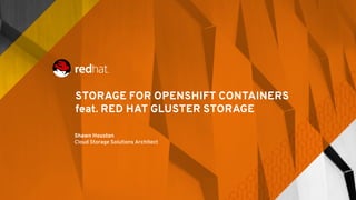 STORAGE FOR OPENSHIFT CONTAINERS
feat. RED HAT GLUSTER STORAGE
Shawn Houston
Cloud Storage Solutions Architect
 
