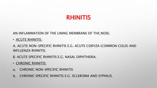 Rhinitis.pptx | Ear, Nose and Throat Conditions | Diseases and Conditions
