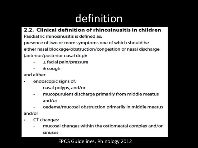 Diagnostic Criteria For Rhinosinusitis