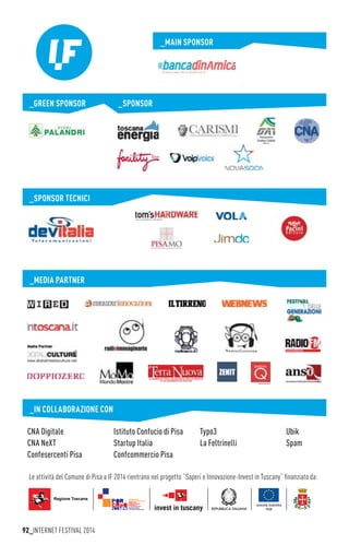 Internet Festival 2014 a Pisa: il programma booklet