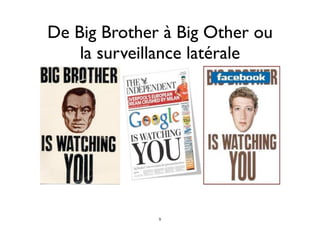 De Big Brother à Big Other ou
la surveillance latérale
5
 
