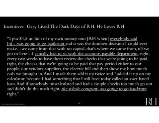 Incentives: Gary LivedThe Dark Days of RH; He Loves RH
“I put $4.5 million of my own money into [RH when] everybody said
[...