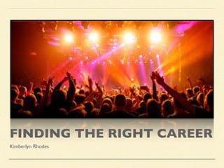FINDING THE RIGHT CAREER
Kimberlyn Rhodes
 