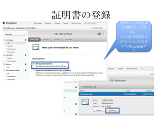 証明書の登録
作成した証明書
を選択して送信。
その後承認要求
のメールが来る
のでApproveす
る
 