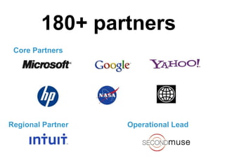 180+ partners
 Core Partners




Regional Partner   Operational Lead
 