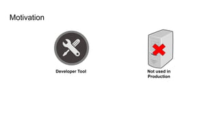 Motivation
Developer Tool Not used in
Production
 
