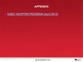 RED HAT OPENSTACK | 2013DOC144908-20130524r3
APPENDIX
● EARLY ADOPTER PROGRAM (April 2013)
 