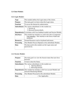 Software Design Specification For Smart Internet Cafe