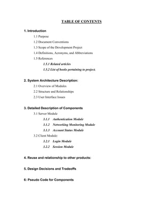 Software Design Specification For Smart Internet Cafe