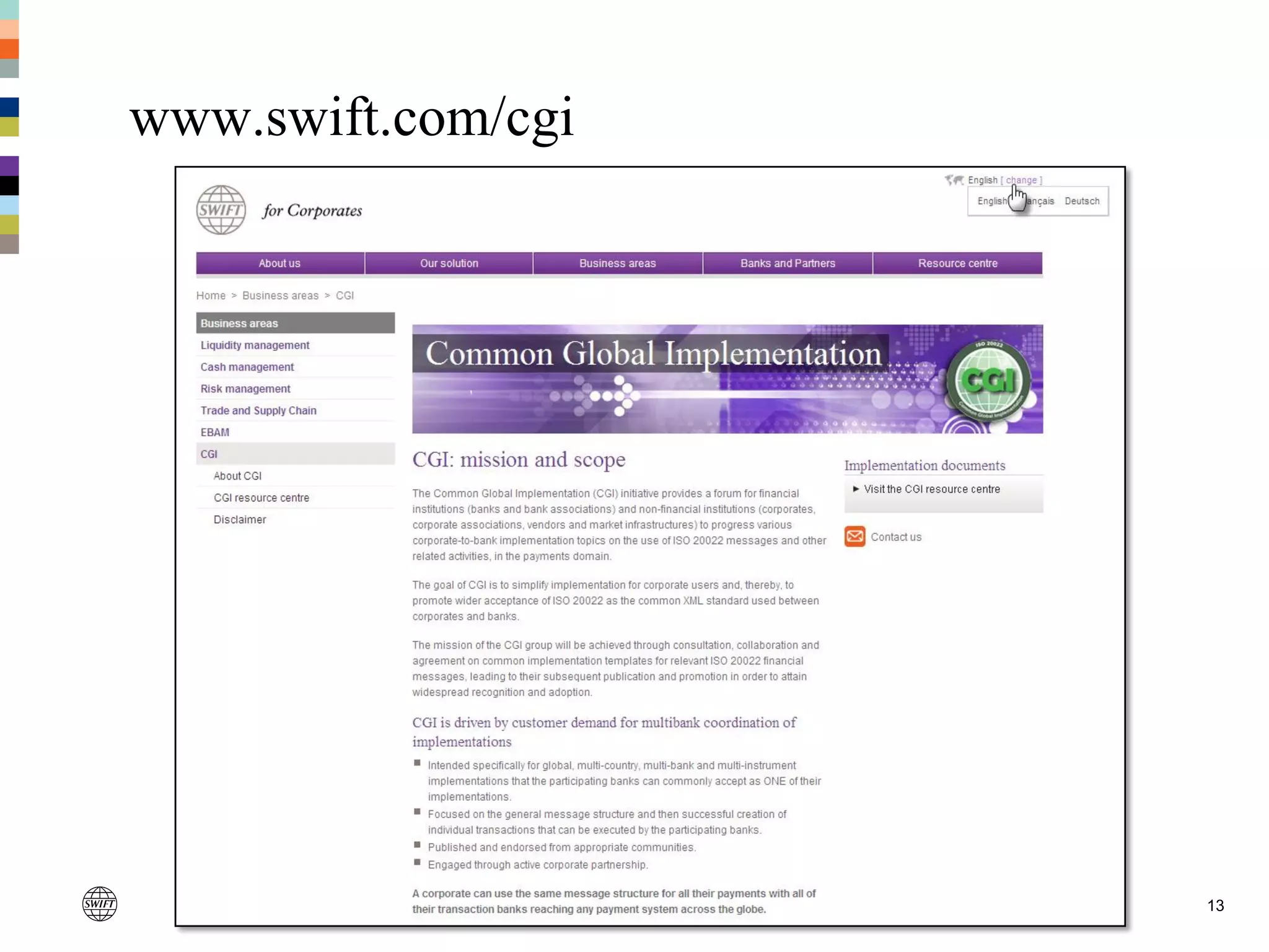 www.swift.com/cgi
13
 
