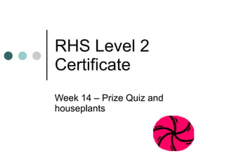 RHS Level 2 Certificate Week 14 – Prize Quiz and houseplants  