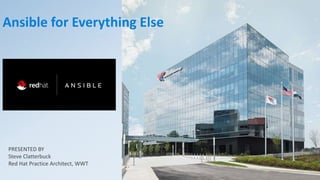 Ansible for Everything Else
PRESENTED BY
Steve Clatterbuck
Red Hat Practice Architect, WWT
 