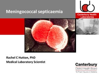 Canterbury Health
Laboratories
Meningococcal septicaemia
Rachel C Hutton, PhD
Medical Laboratory Scientist
 