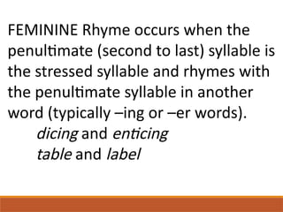 Rhyme Different types of Rhyme Scheme le | PPTX