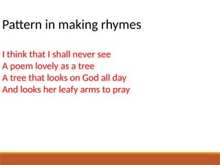 Exercises on Rhymmme Scheme in English 8 | PPTX