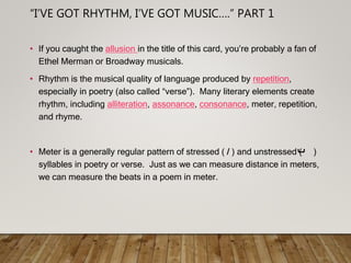 Hypermeter Examples Rhyme Scheme, Rhythm, and Meter | PPTX