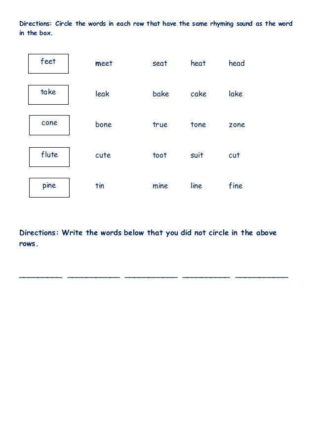 number worksheet line Grammar Worksheet: words Rhyming