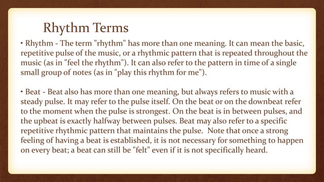 Rhythm and timbre | PPTX | Music | Entertainment