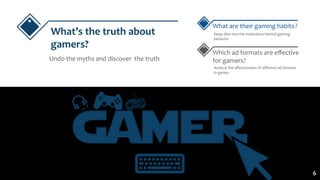 Undo the myths and discover the truth
Deep dive into the motivation behind gaming
behavior
What are their gaming habits？
W...