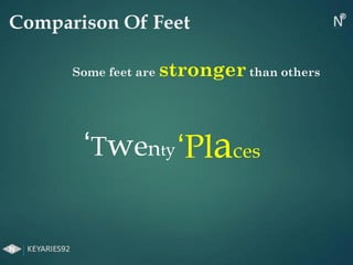 Comparison Of Feet
Some feet are stronger than others
‘Twenty‘Places
 