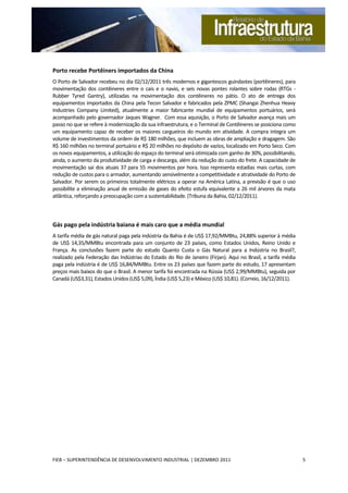Relatório de Infraestrutura do Estado da Bahia - Dezembro/2011