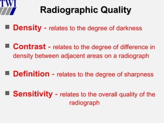 Sensitivity Radiography Radiographic Interpretation Limited Radiographicc | PPT