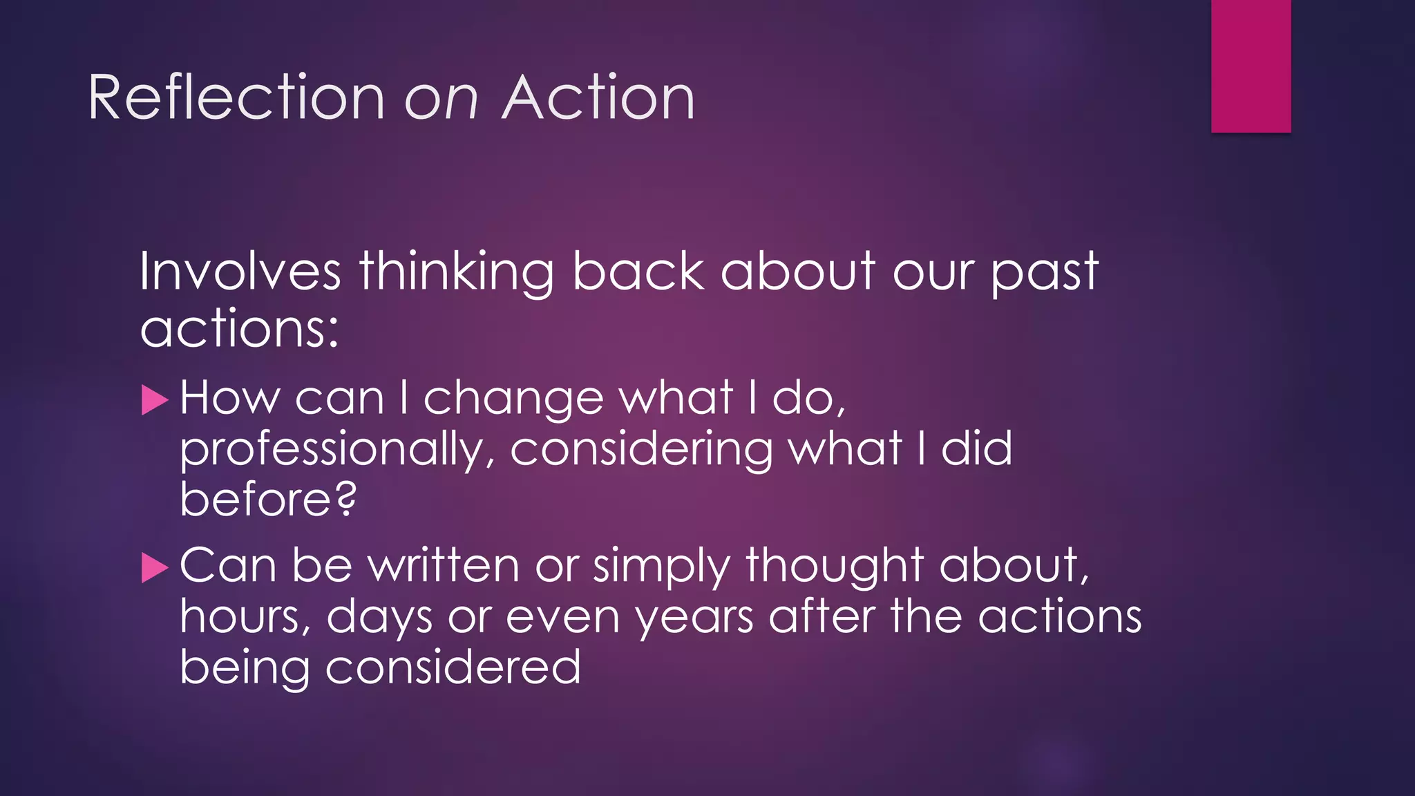 Reflection in and on action | PDF