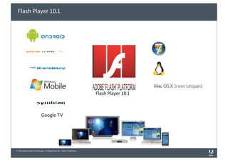Flash Player 10.1




                                                                              Flash Player 10.1



                               Google TV




© 2010 Adobe Systems Incorporated. All Rights Reserved. Adobe Confidential.
 