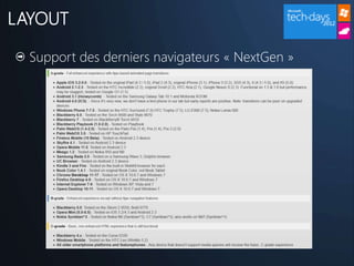 LAYOUT

  Support des derniers navigateurs « NextGen »
 