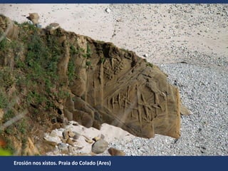 Erosión nos xistos. Praia do Colado (Ares)
 