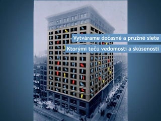 Vytvárame dočasné a pružné siete

Ktorými tečú vedomosti a skúsenosti
 
