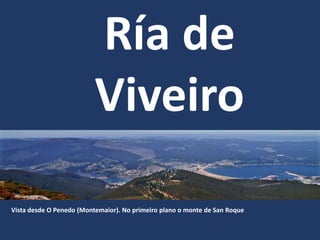 Ría de
Viveiro
Vista desde O Penedo (Montemaior). No primeiro plano o monte de San Roque
 