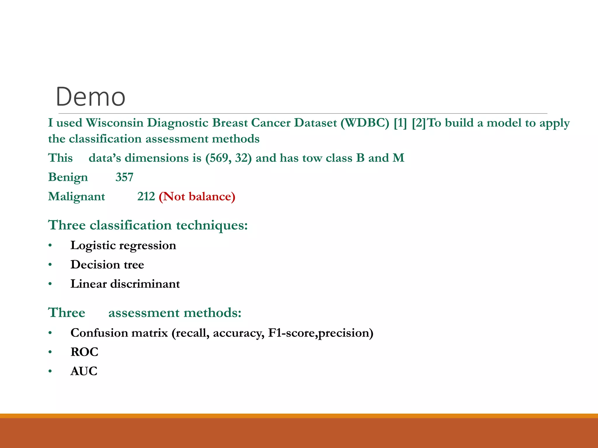 Classification Assessment Methods