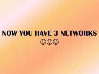 NOW YOU HAVE 3 NETWORKS

 