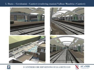 I CANTIERI CHE RIPARTONO SULLA RETE EAV
5. Dazio – Gerolomini - Cantieri (rendering stazioni Vallone Mandria e Cantieri)
 