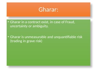 Unquantifiable Risk What is Riba, Qimar and Gharar and their importance according to ...