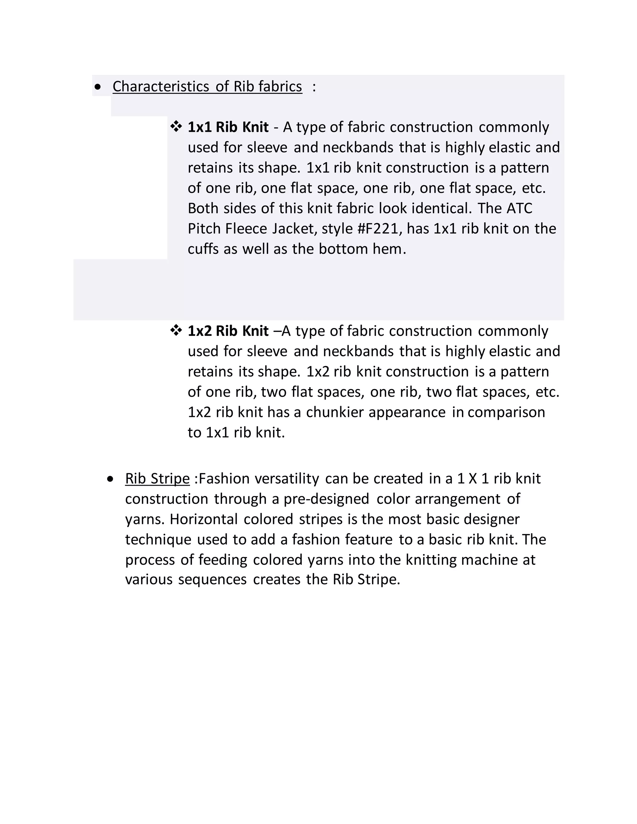 Rib fabrics | DOCX