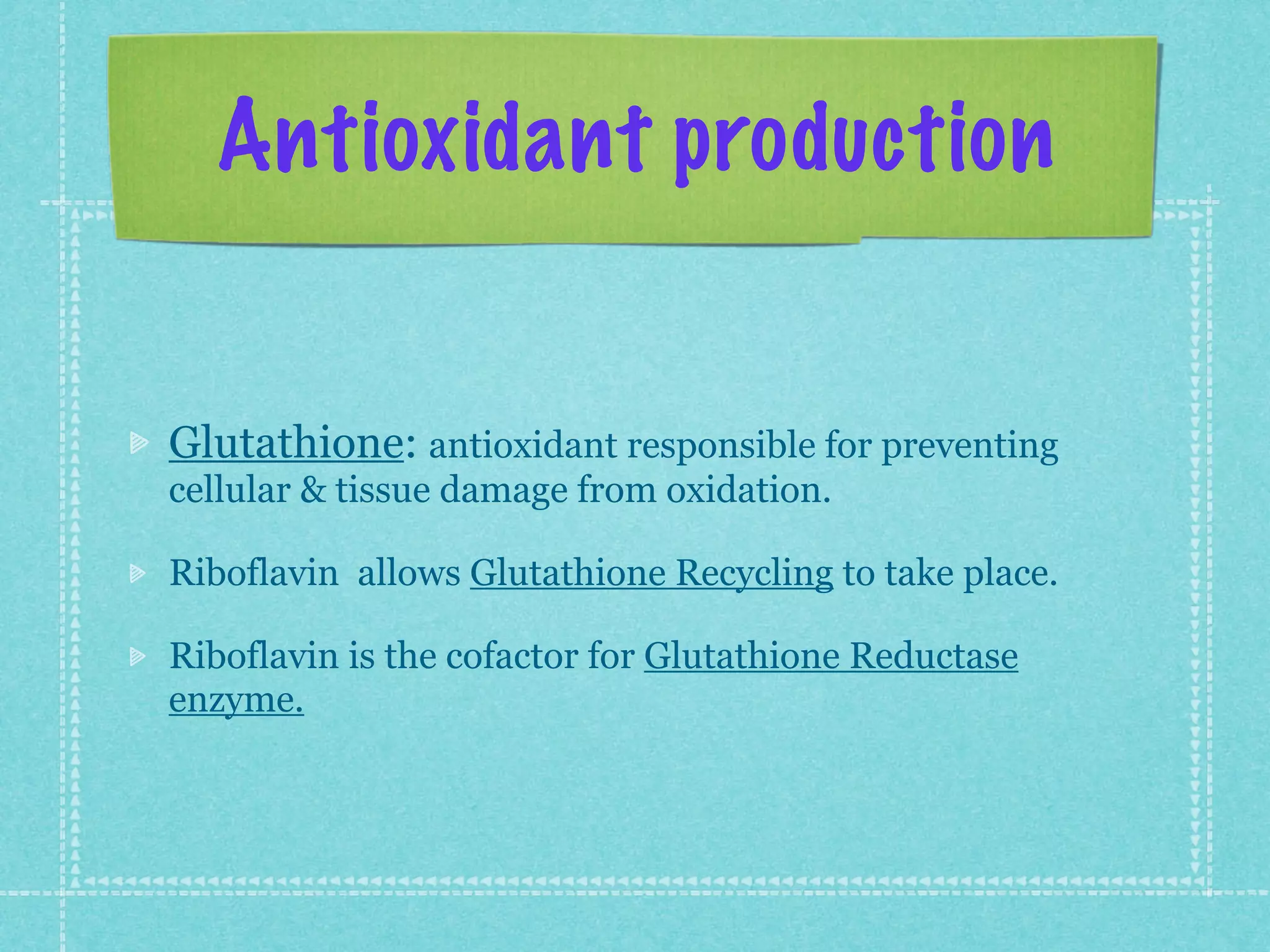 what is glutathione in riboflavin Elemental Flavin adenine dinucleotide (FAD) activates