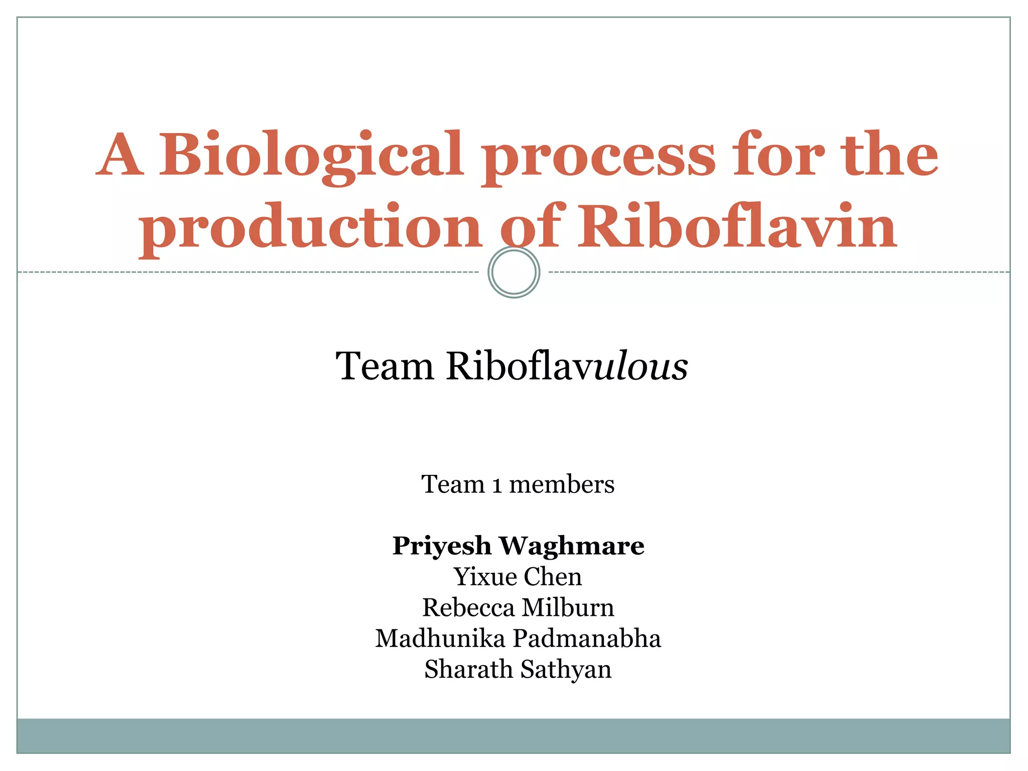 Riboflavin Production- Biological Process | PPTX