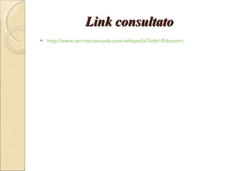 Link consultato http://www.territorioscuola.com/wikipedia/?title=Ribosomi 