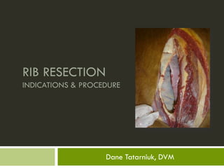 RIB RESECTION
INDICATIONS & PROCEDURE




                   Dane Tatarniuk, DVM
 