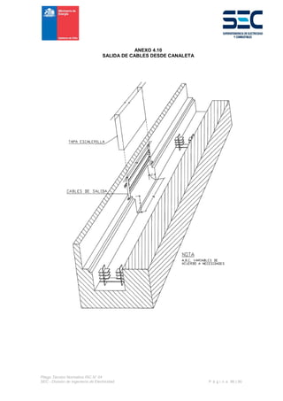 Pliego Técnico Normativo RIC N° 04
SEC - División de Ingeniería de Electricidad P á g i n a 86 | 90
ANEXO 4.10
SALIDA DE CABLES DESDE CANALETA
 