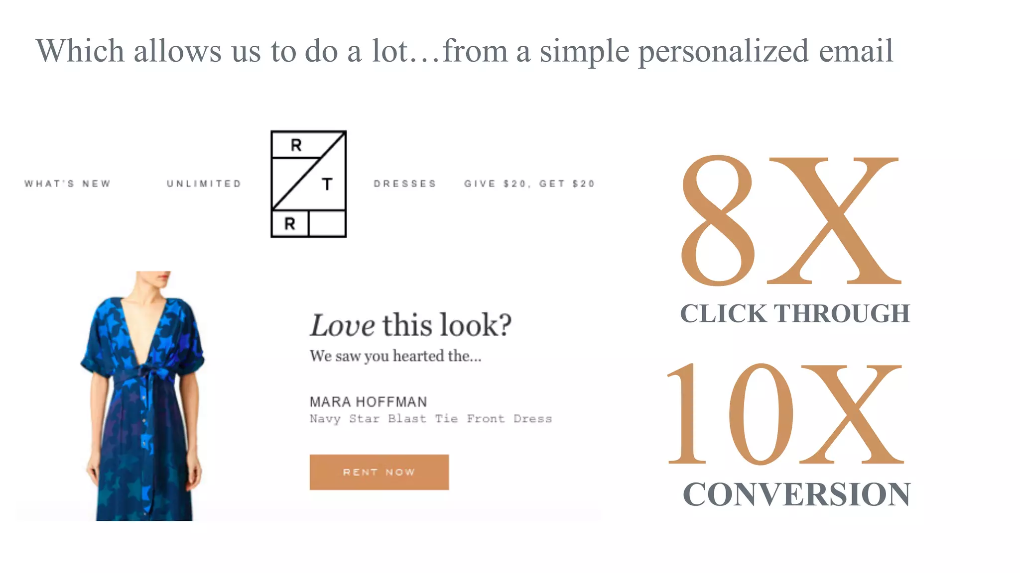 10XCONVERSION
8XCLICK THROUGH
Which allows us to do a lot…from a simple personalized email
 
