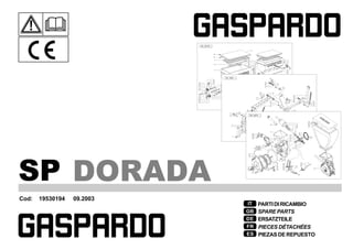 Cod: 19530194 09.2003
IT
GB
DE
FR
ES
PARTIDIRICAMBIO
SPARE PARTS
ERSATZTEILE
PIECES DÉTACHÉES
PIEZAS DE REPUESTO
SP DORADA
 