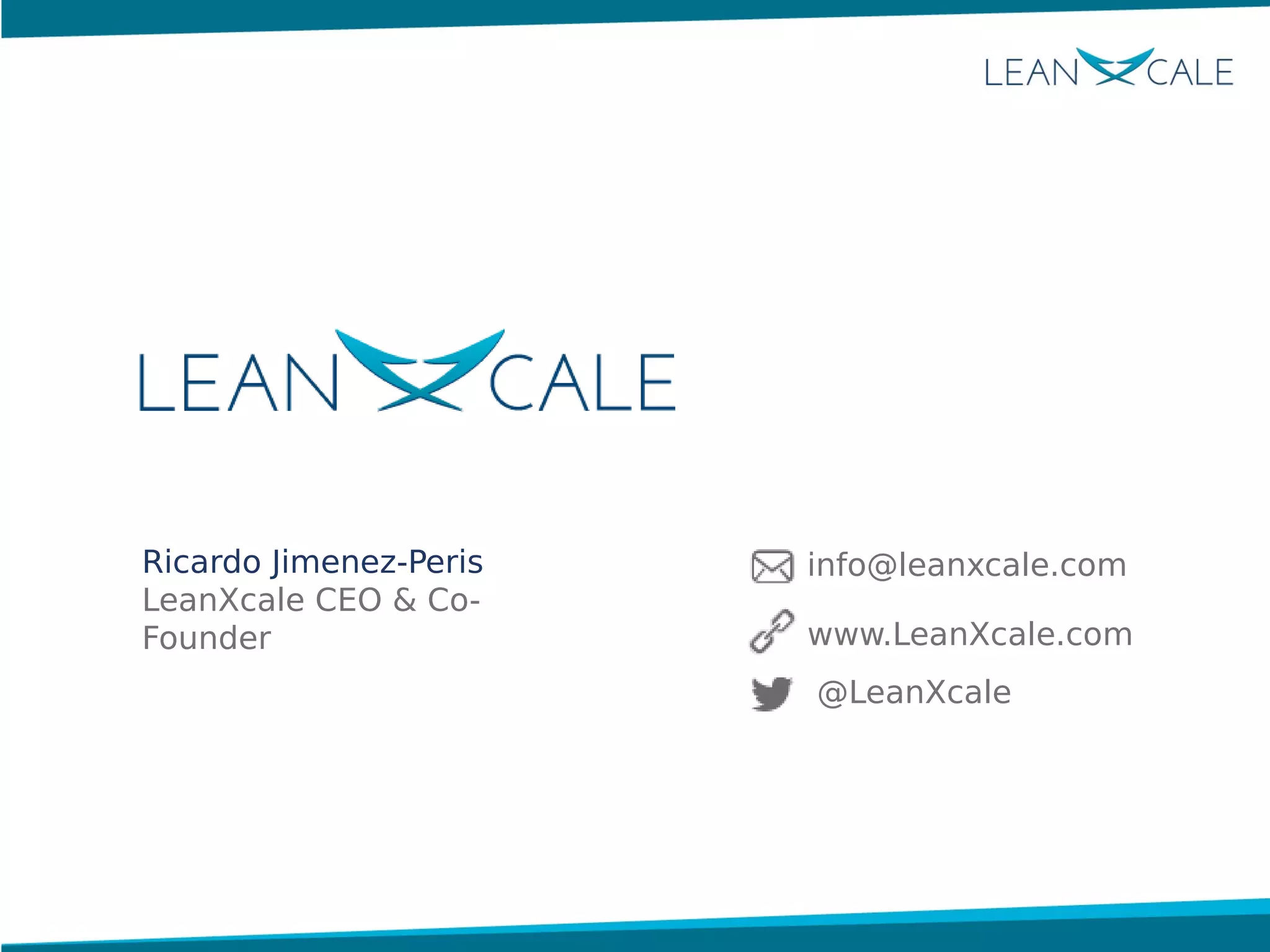 Ricardo Jimenez-Peris
LeanXcale CEO & Co-
Founder
info@leanxcale.com
www.LeanXcale.com
@LeanXcale
 