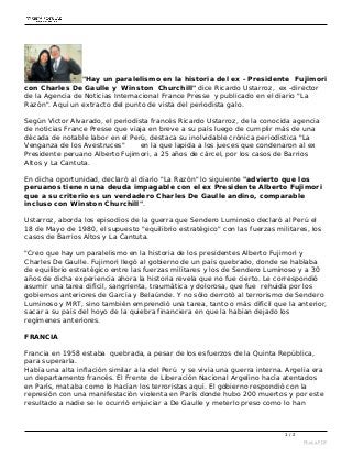 Peru Tiene una Gran Deuda con Ex-Presidente Fujimori Sostiene Ricardo Uztarroz Ex-Director de France Presse